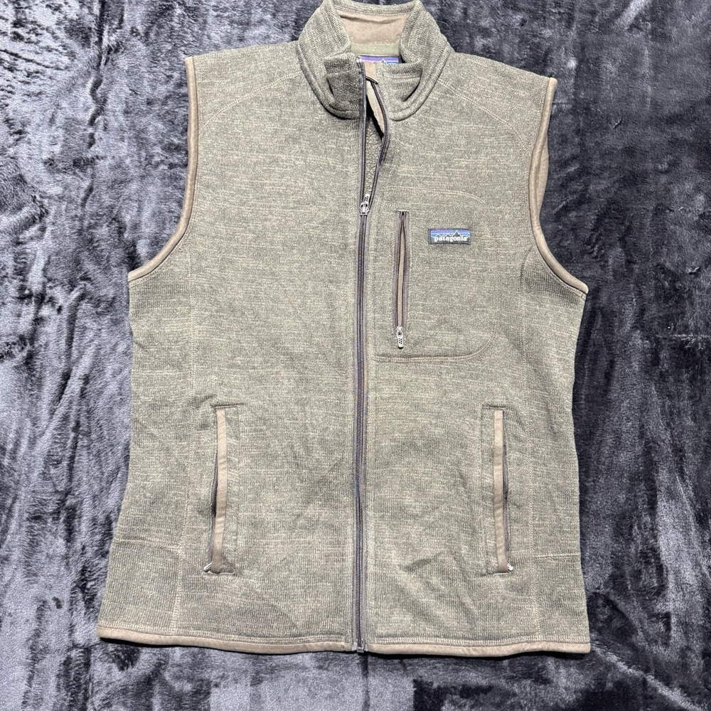 Patagonia Better Sweater Vest Mens Medium M Moss Green Beige Fleece Full-Zip